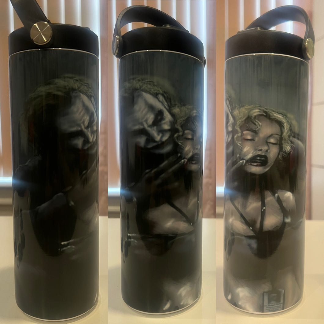 Joker and Harley Quinn tumbler with keychain