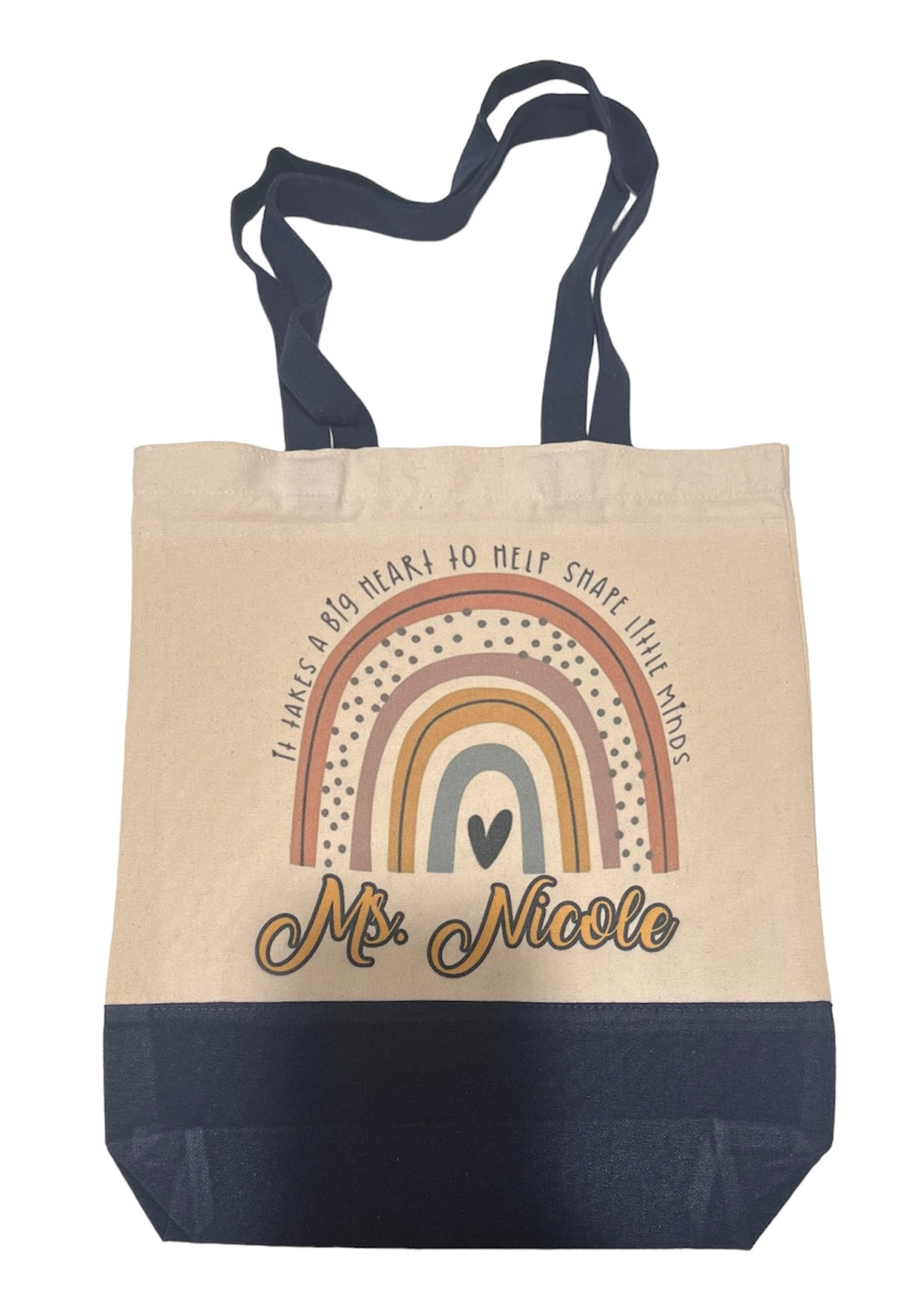 It takes a big heart to help shape little minds, Personalized tote bag